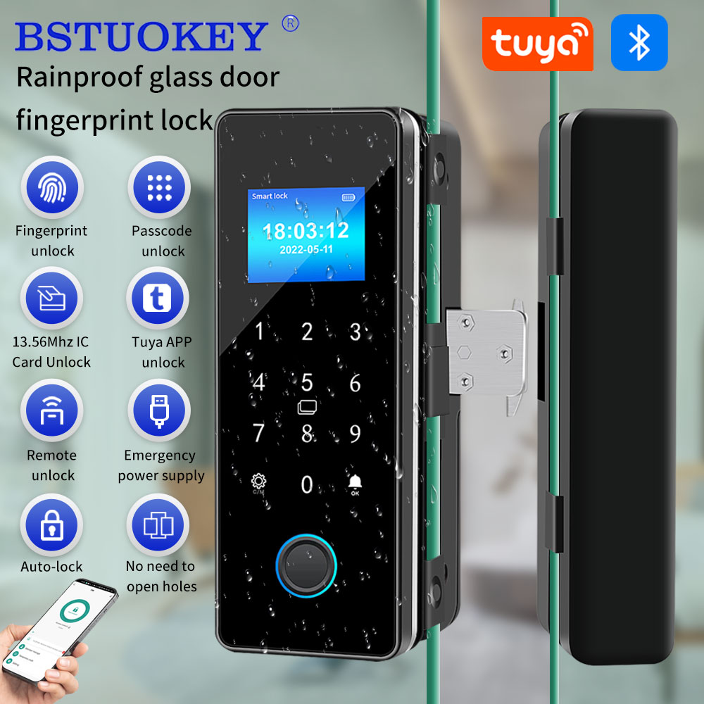 Glass Door Hinge - Kunci pintu kaca Tuya, kunci pintar